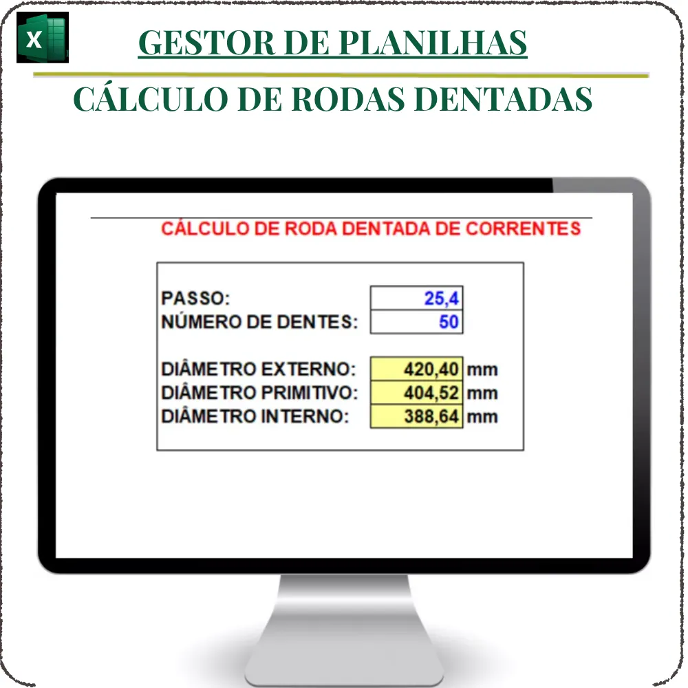 Cálculo de Rodas Dentadas em Excel