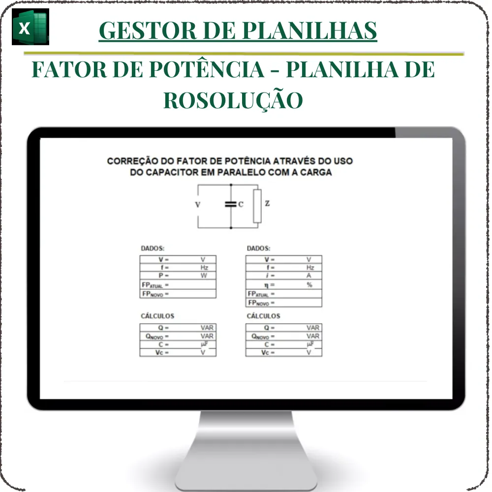 Fator de Potência - Planilha de Resolução em Excel
