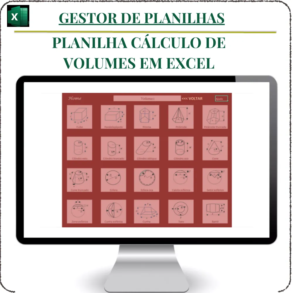 Planilha Cálculo de Volumes em Excel