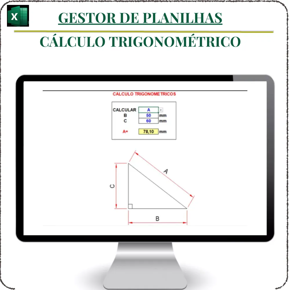 Planilha Cálculo Trigonométrico em Excel