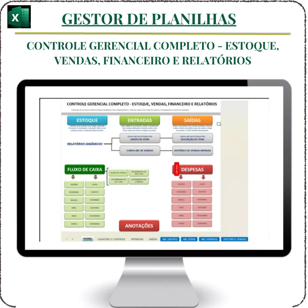 Planilha de Controle Gerencial Completo em Excel