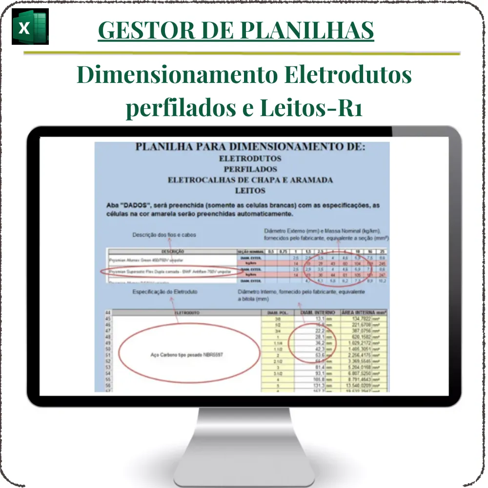 Planilha de Dimensionamento Eletrodutos perfilados e Leitos-R1
