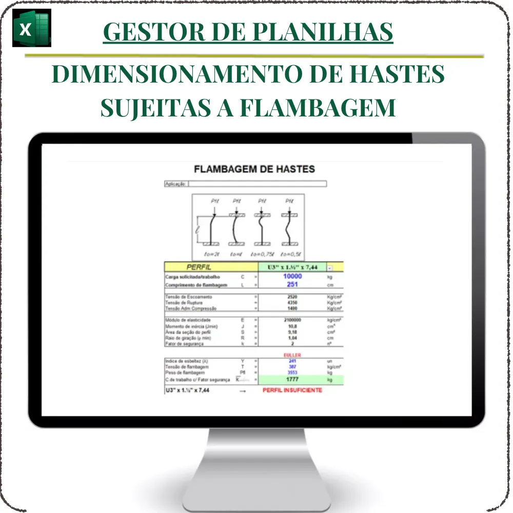 Planilha Dimensionamento de Hastes Sujeitas a Flambagem