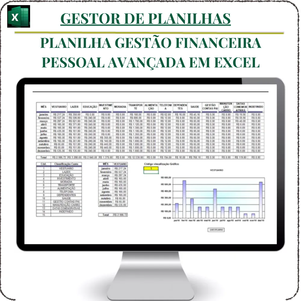 Planilha Gestão Finaceira Pessoal Avançada em Excel