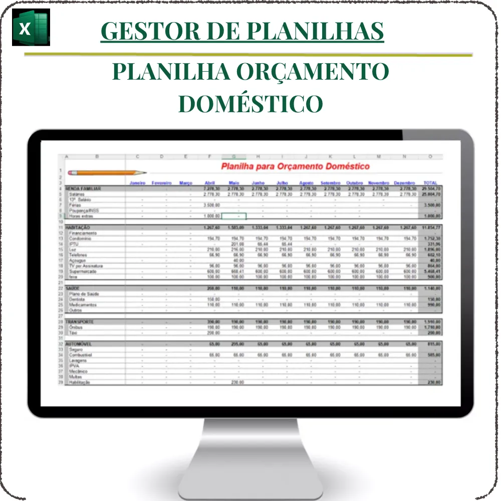 Planilha Orçamento Doméstico em Excel