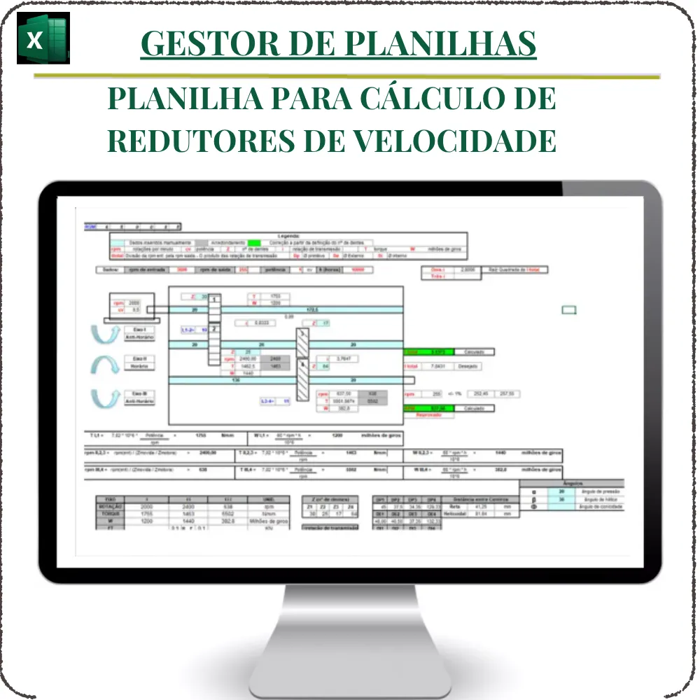 Planilha para Cálculo de Redutores de Velocidade em Excel