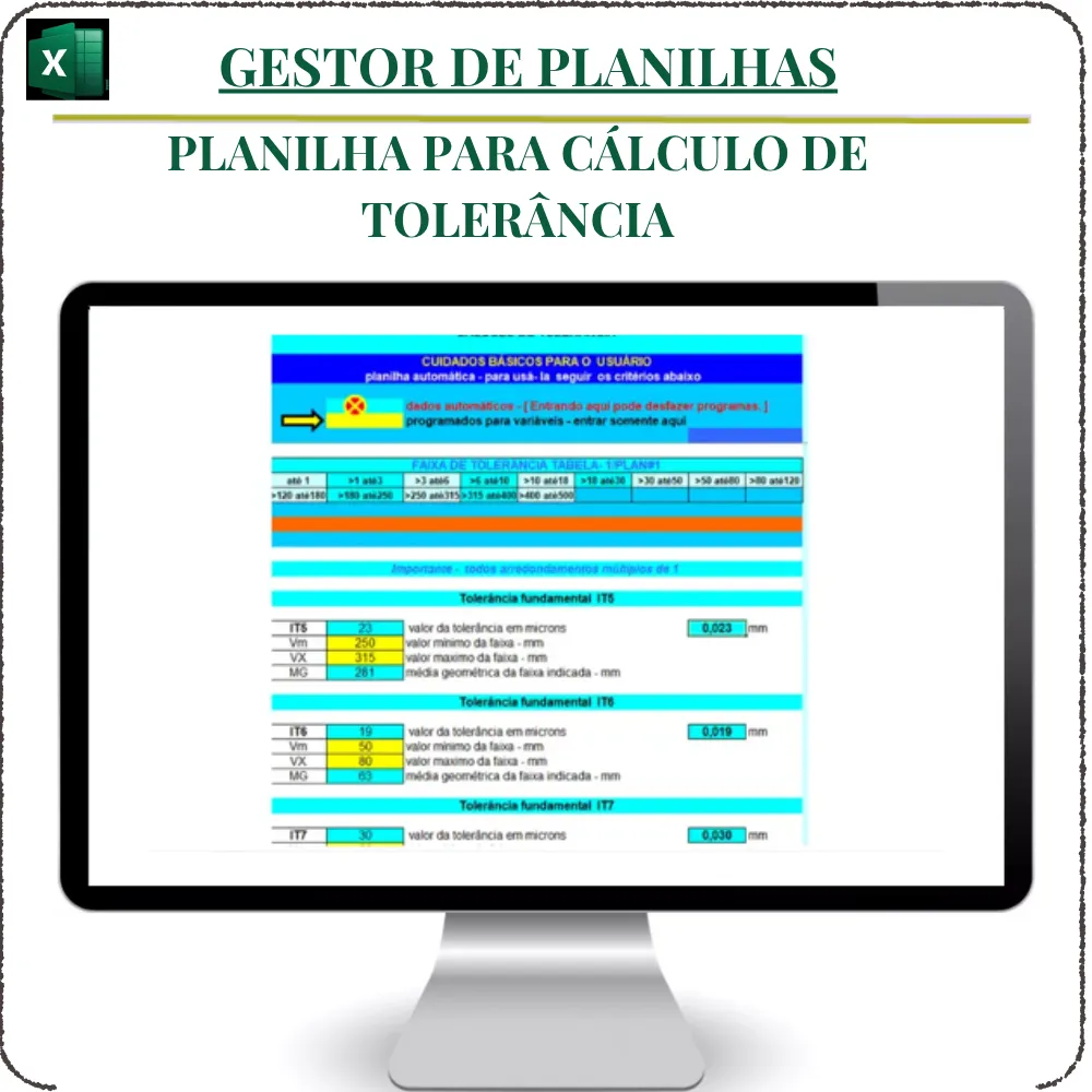 Planilha para Cálculo de Tolerância em Excel