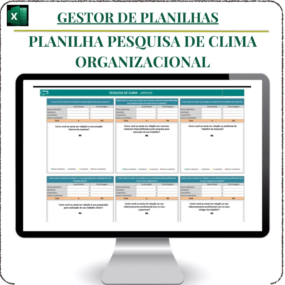 Planilha Pesquisa de Clima Organizacional em Excel