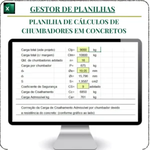 Planilha Cálculo de Chumbadores no Concreto em Excel