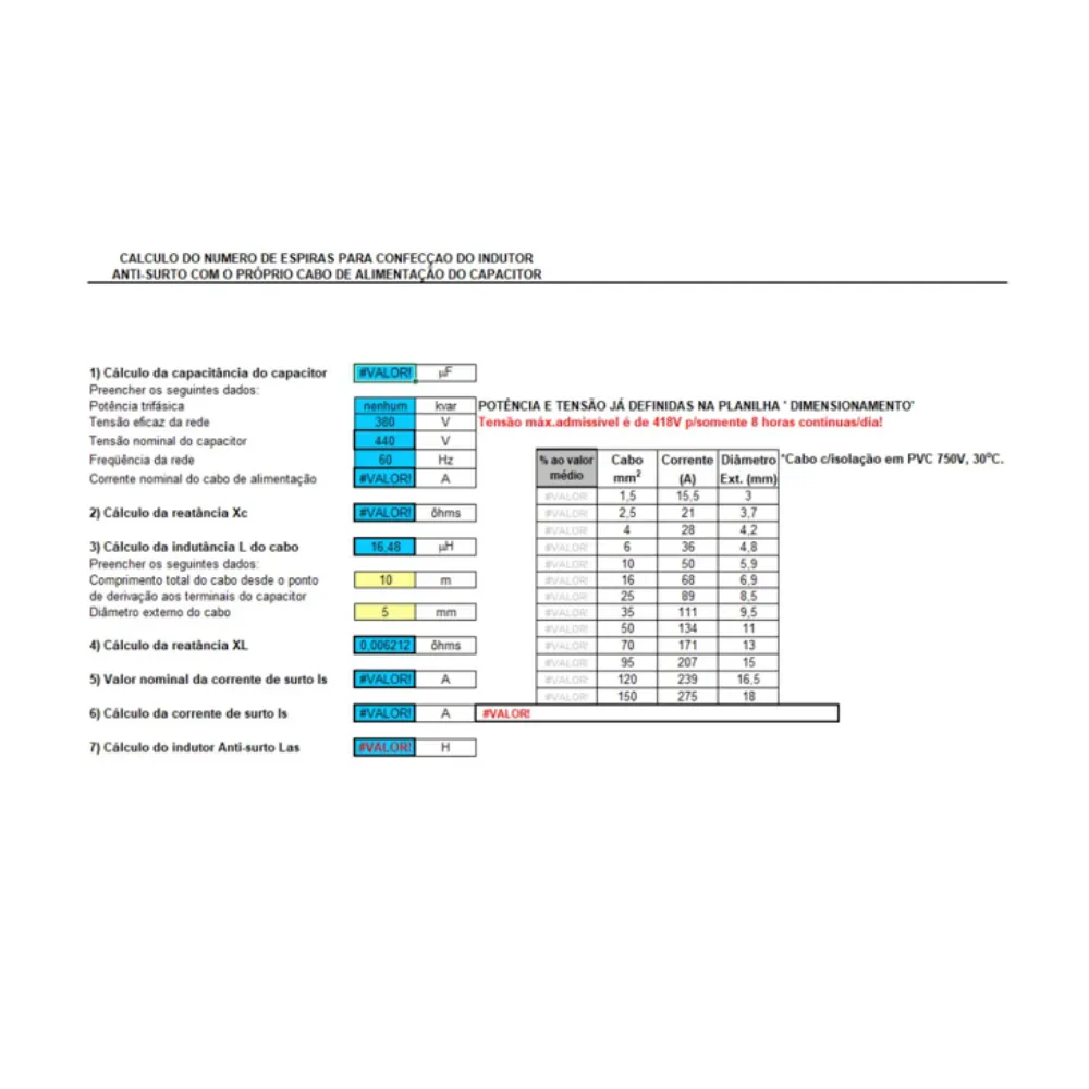 Planilha Correção Fator de Potência Para motores industriais em Excel - Imagem 2