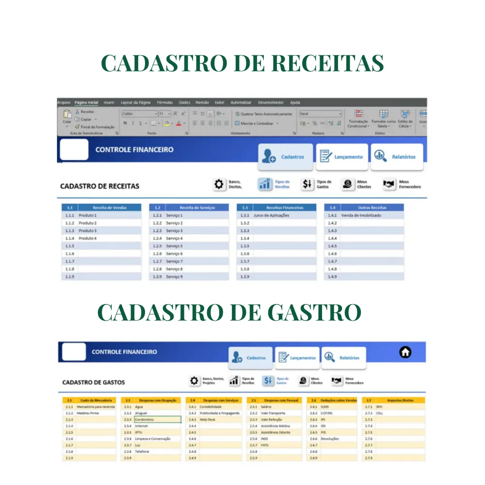 Planilha de Controle Financeiro Empresarial com Dashboard em Excel - Imagem 3