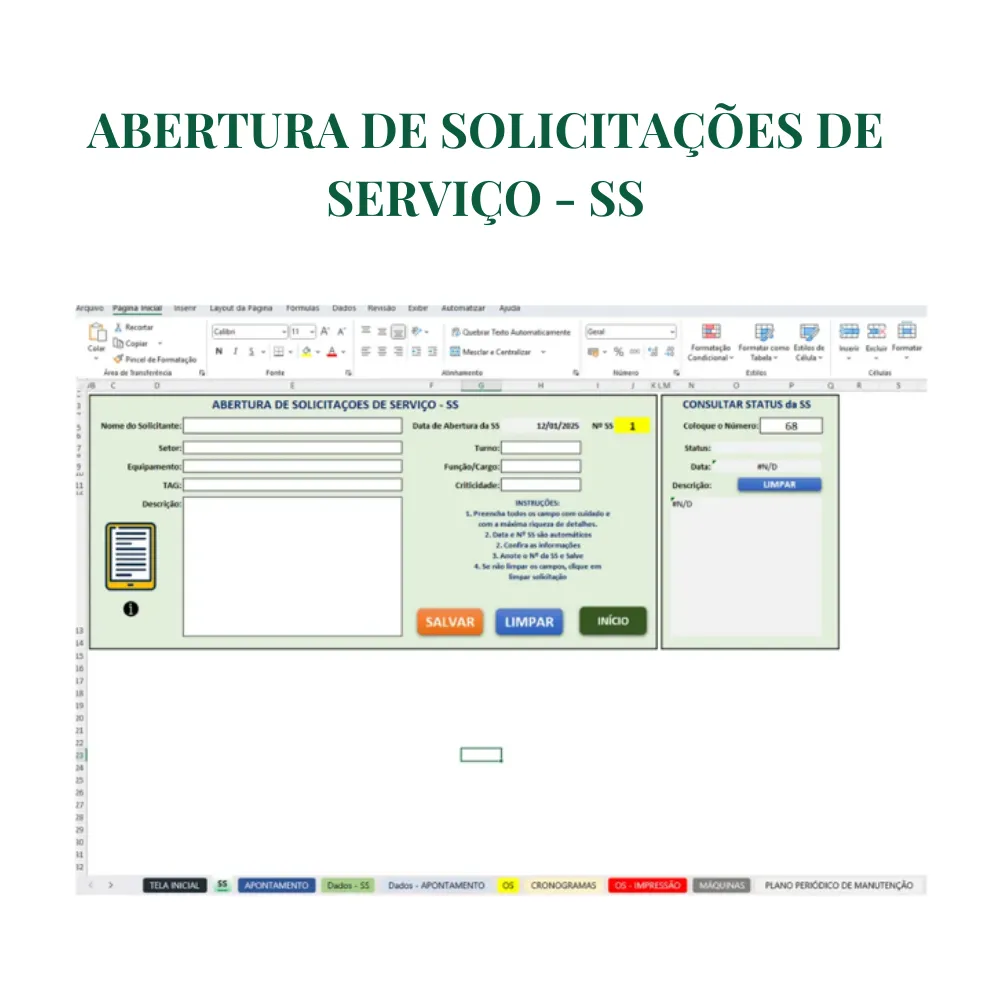 Planilha de gestão da manutenção - PCM Completa em Excel - Imagem 13