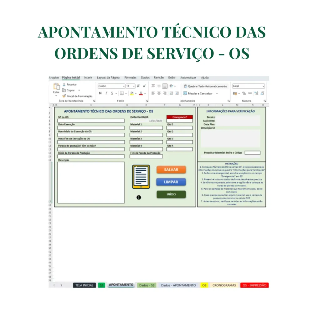 Planilha de gestão da manutenção - PCM Completa em Excel - Imagem 12
