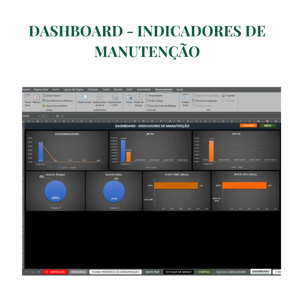 Planilha de gestão da manutenção - PCM Completa em Excel - Imagem 9