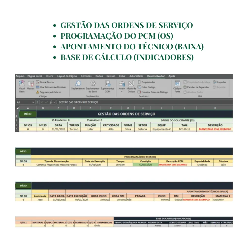 Planilha de gestão da manutenção - PCM Completa em Excel - Imagem 8