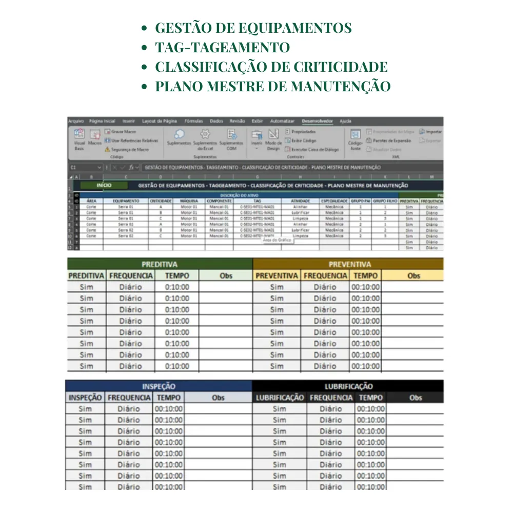 Planilha de gestão da manutenção - PCM Completa em Excel - Imagem 7