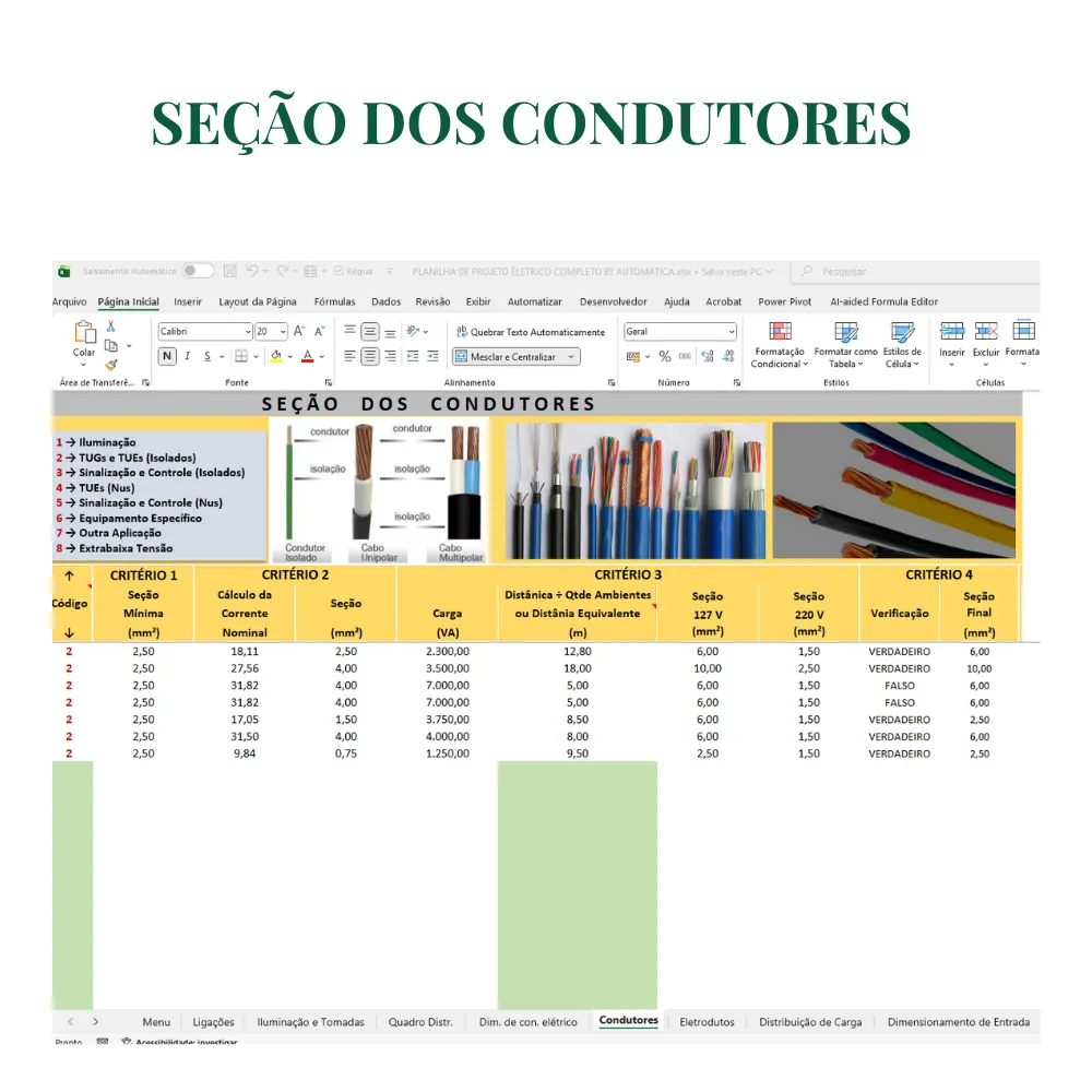 Planilha de Projeto Elétrico Residencial Completa em Excel - Imagem 3