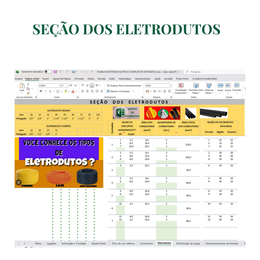 Planilha de Projeto Elétrico Residencial Completa em Excel - Imagem 2